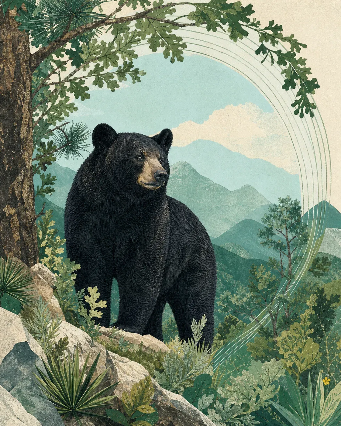 Oso negro en un bosque protegido de la Sierra Madre Oriental